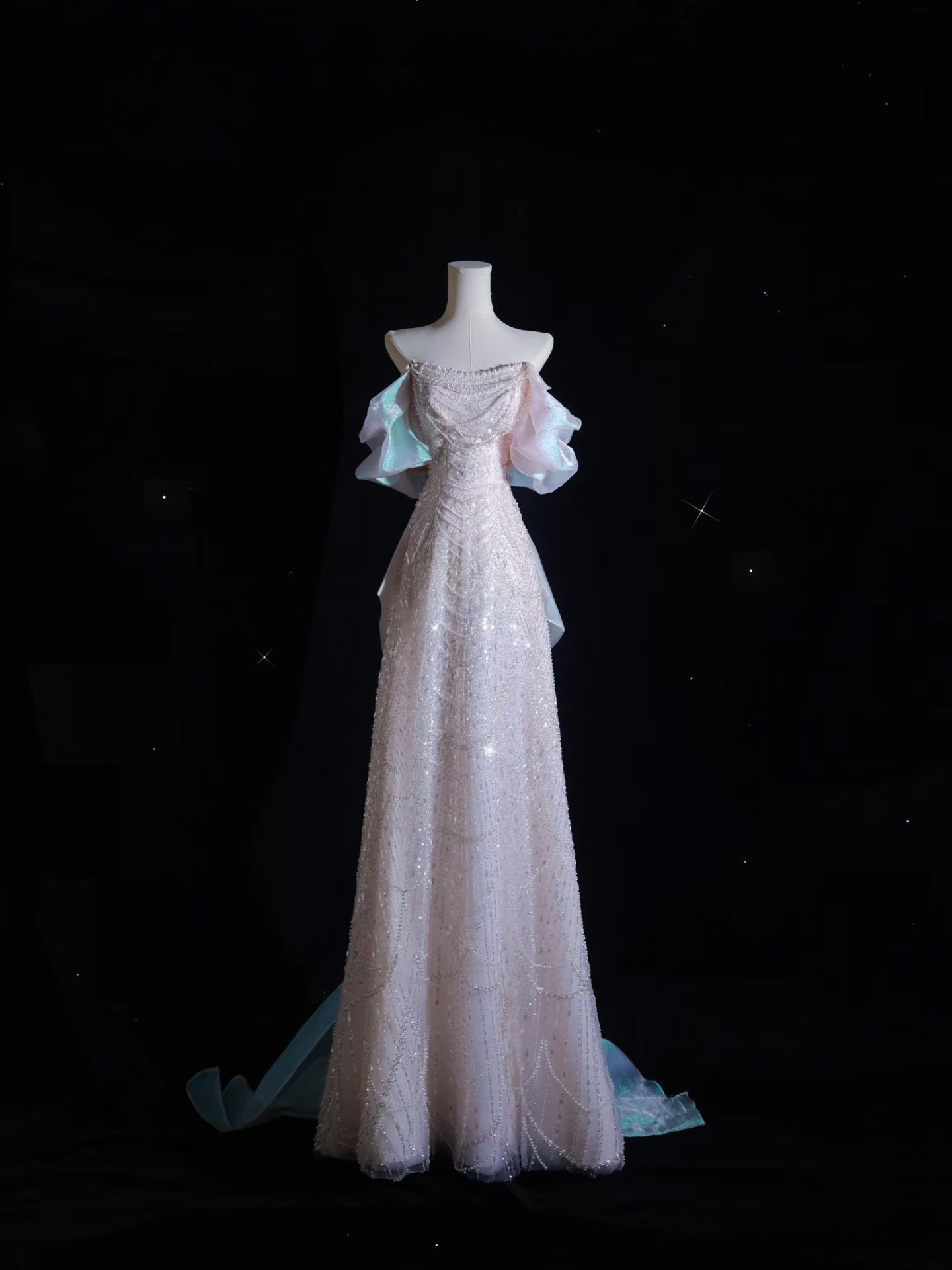 Pretty A Line Off The Shoulder Pink Sequin Long Classy Prom Dress Classy Evening Gowns Main image
