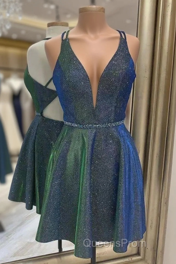 Pretty A-Line Sequins Shiny Short Cute Homecoming Dress Party Dress Main image