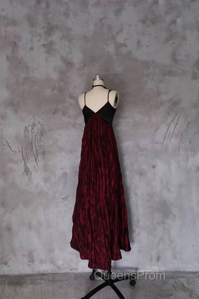 Pretty A Line Spaghetti Straps Burgundy Long Evening Prom Dress Birthday Dress For Women Secondary image
