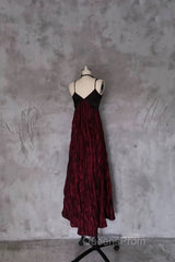 Pretty A Line Spaghetti Straps Burgundy Long Evening Prom Dress Birthday Dress For Women