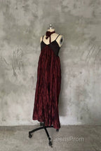 Pretty A Line Spaghetti Straps Burgundy Long Evening Prom Dress Birthday Dress For Women