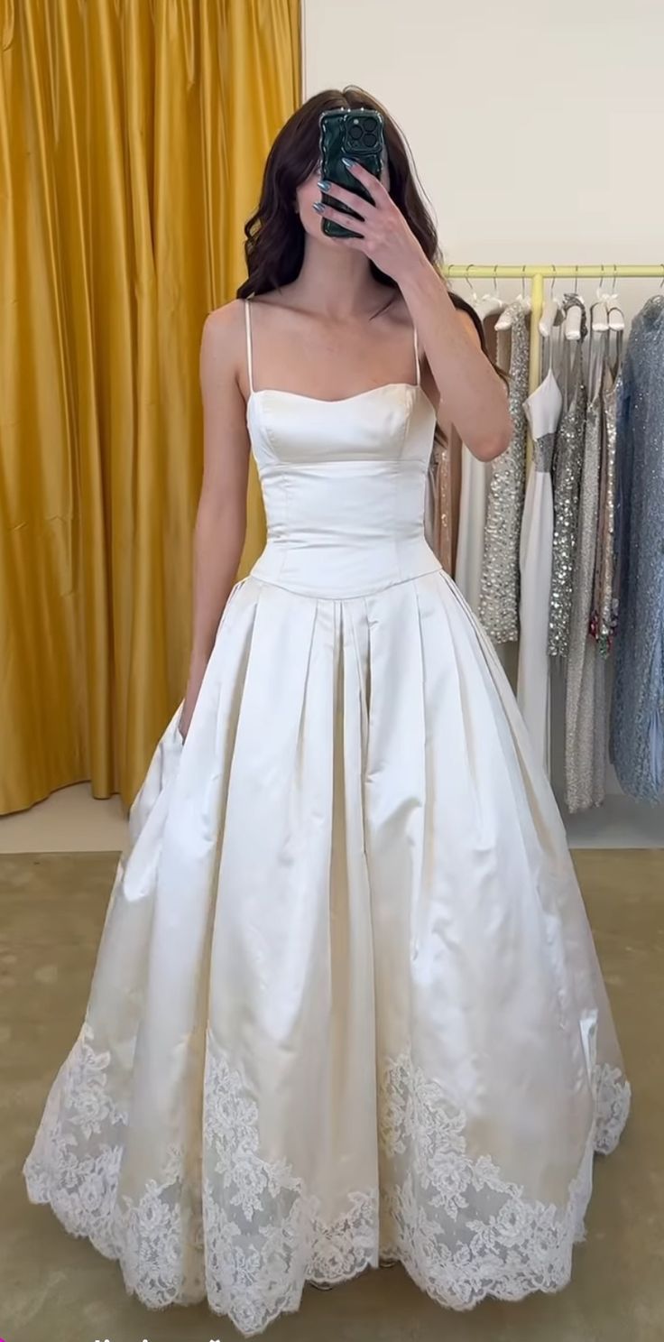 Pretty A Line Spaghetti Straps Stain Lace Long Classy Prom Dress Classy Dress