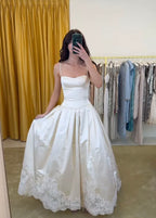 Pretty A Line Spaghetti Straps Stain Lace Long Classy Prom Dress Classy Dress