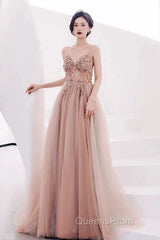 Pretty A Line Spaghetti Straps Tulle Long Length Evening Dress Evening Prom Dress