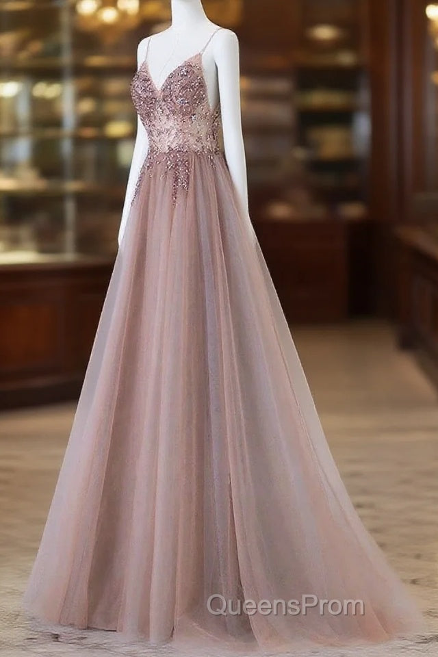 Pretty A Line Spaghetti Straps Tulle Long Length Evening Dress Evening Prom Dress Main image