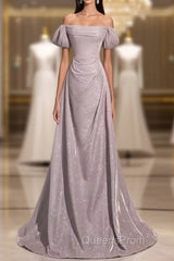 Pretty A Line Square Neckline Sleeveless Long Evening Party Dress Pink Evening Prom Dress