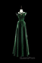 Pretty A Line Sweetheart Ruffles Long Evening Dress Green Velvet Evening Prom Dress