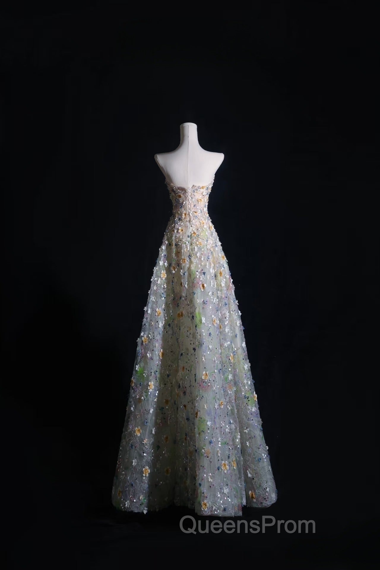 Pretty A Line Sweetheart Tulle Floral Long Evening Prom Dress Evening Gowns Secondary image
