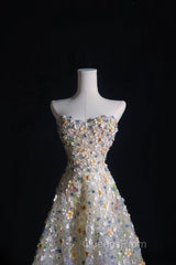 Pretty A Line Sweetheart Tulle Floral Long Evening Prom Dress Evening Gowns