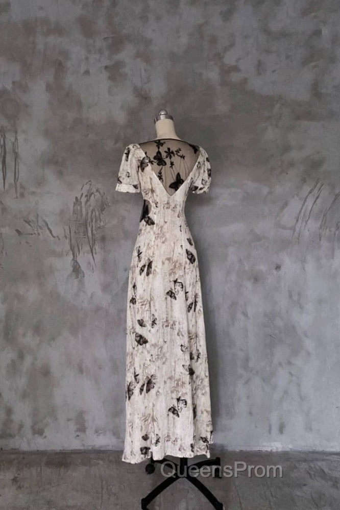Pretty A Line V Neckline Floral Long Evening Prom Dress Birthday Dress For Women Secondary image