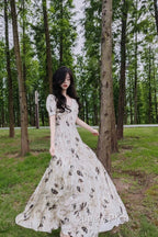Pretty A Line V Neckline Floral Long Evening Prom Dress Birthday Dress For Women