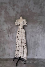 Pretty A Line V Neckline Floral Long Evening Prom Dress Birthday Dress For Women