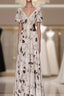 Pretty A Line V Neckline Floral Long Evening Prom Dress Birthday Dress For Women