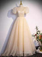 Pretty A Line V Neckline Short Sleeves Long Evening Party Dress Evening Prom Dress