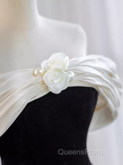 Pretty Ball Gown Off The Shoulder Black Velvet Evening Party Dress Evening Prom Dress With Flower