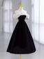 Pretty Ball Gown Off The Shoulder Black Velvet Prom Dress Classy Prom Dress With Flower PD0043
