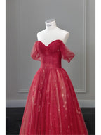 Pretty Ball Gown Off The Shoulder Navy Blue Tulle Long Classy Prom Dress Party Dress