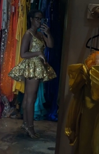 Pretty Ball Gown Spaghetti Straps Gold Lace Classy 8Th Grade Homecoming Dress Summer Middle School Hoco Dress Homecoming Outfits