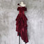 Pretty Irregular Ruffled Spaghetti Straps Burgundy Classy Prom Dress With Detachable Rose Long Birthday Dress For Women