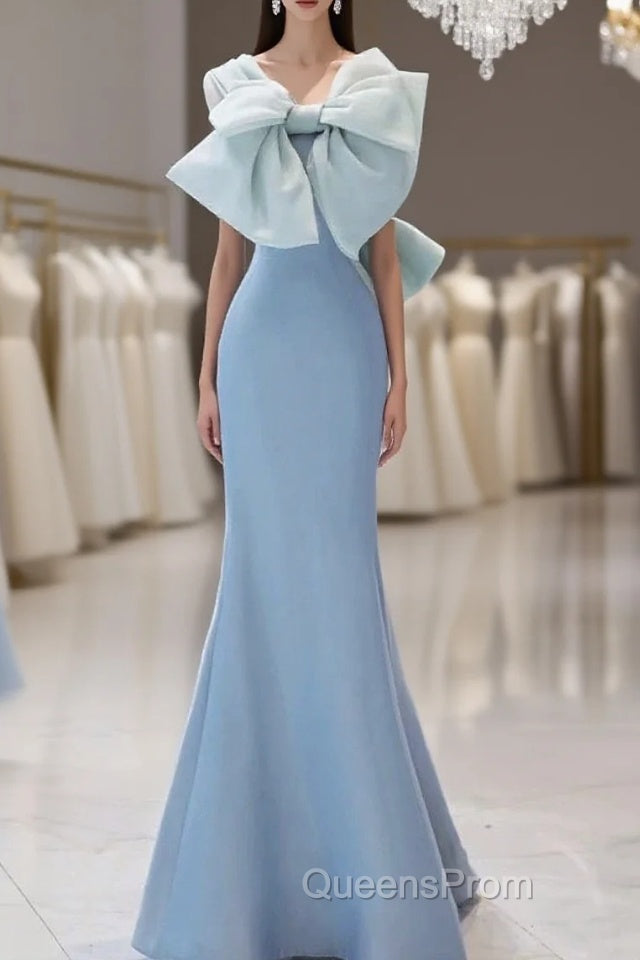 Pretty Mermaid Blue Satin Long Evening Dress Evening Prom Dress Main image