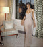 Pretty Mermaid Halter Neckline Long Sequin Champagne Party Dress Classy Prom Dress