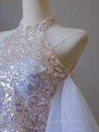Pretty Mermaid High Neckline Sequin Beads Long Evening Prom Dress Formal Evening Dress