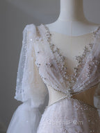 Pretty Mermaid Long Sleeves Pink Evening Prom Dress Evening Gowns