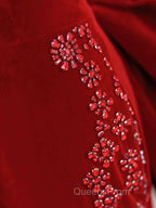 Pretty Mermaid Off The Shoulder Burgundy Satin Long Evening Dress Evening Prom Dress
