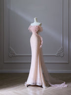 Pretty Mermaid Off The Shoulder Pink Sequin Long Classy Prom Dress Classy Evening Gowns