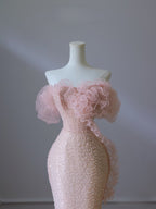 Pretty Mermaid Off The Shoulder Pink Sequin Long Classy Prom Dress Classy Evening Gowns
