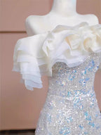 Pretty Mermaid Off The Shoulder Sequin Long Evening Party Dress Evening Prom Dress