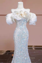 Pretty Mermaid Off The Shoulder Sequin Long Evening Party Dress Evening Prom Dress