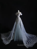 Pretty Mermaid Off The Shoulder Silver Beads Long Evening Prom Dress Evening Dress