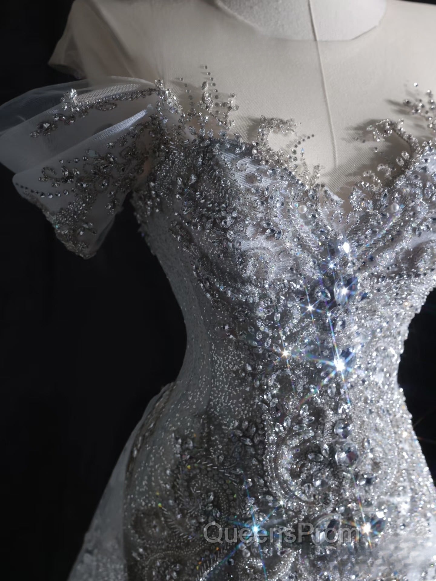 Pretty Mermaid Off The Shoulder Silver Beads Long Evening Prom Dress Evening Dress