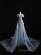 Pretty Mermaid Off The Shoulder Silver Beads Long Evening Prom Dress Evening Dress