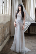 Pretty Mermaid Off The Shoulder Silver Sequin Evening Dress Evening Prom Dress