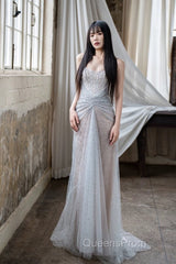 Pretty Mermaid Off The Shoulder Silver Sequin Evening Dress Evening Prom Dress