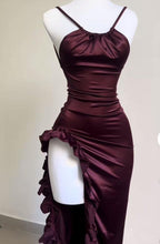 Pretty Mermaid Spaghetti Straps Burgundy Backless Classy Prom Dress Party Dress
