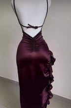 Pretty Mermaid Spaghetti Straps Burgundy Backless Classy Prom Dress Party Dress