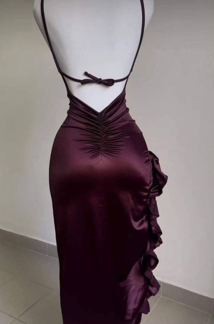 Pretty Mermaid Spaghetti Straps Burgundy Backless Classy Prom Dress Party Dress