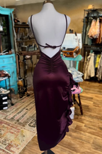 Pretty Mermaid Spaghetti Straps Burgundy Backless Classy Prom Dress Party Dress