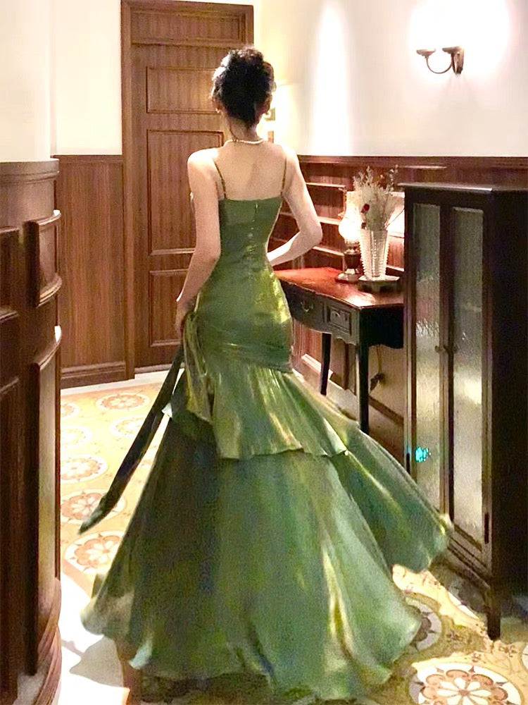 Pretty Mermaid Spaghetti Straps Olive Green Long Classy Prom Dress Classy Evening Gowns Secondary image