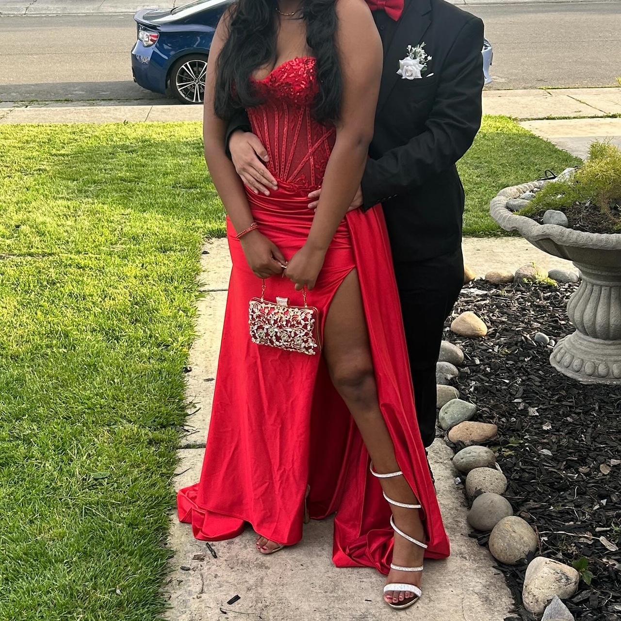 Pretty Mermaid Spaghetti Straps Slit Red Satin Classy Prom Dress Long Party Dress