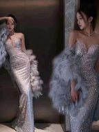 Pretty Mermaid Sweetheart Sequin Long Classy Evening Dress Classy Prom Dress Birthday Outfits