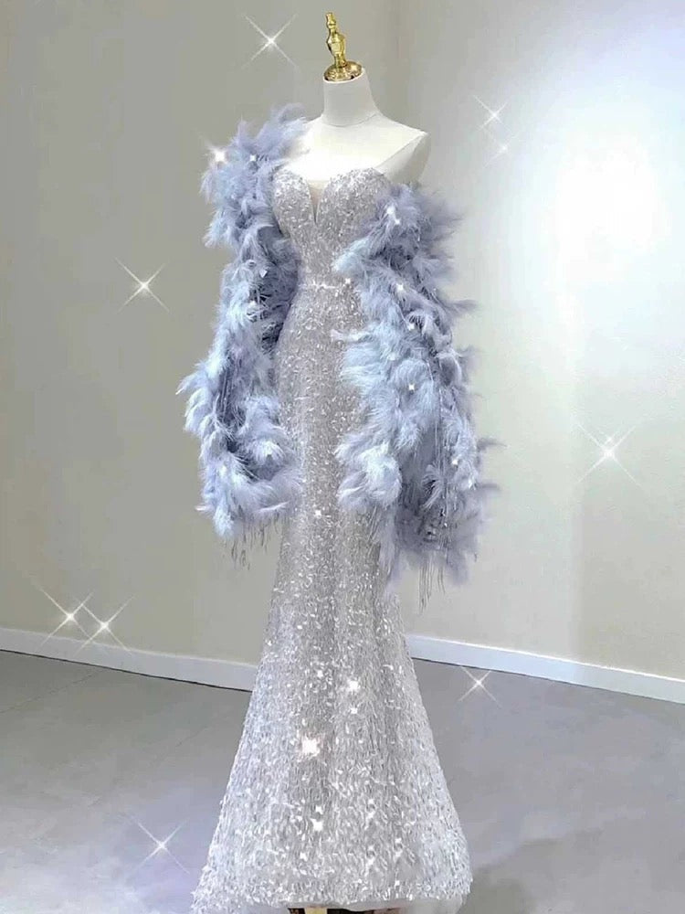 Pretty Mermaid Sweetheart Sequin Long Classy Evening Dress Classy Prom Dress Birthday Outfits