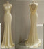 Pretty Mermaid V Neckline Satin Yellow Long Classy Prom Dress Classy Evening Dress