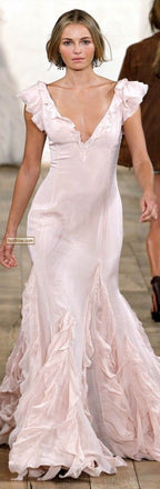 Pretty Mermaid V Neckline Long Chiffon Classy Prom Dress Classy Evening Dress