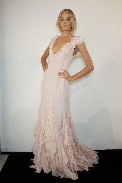 Pretty Mermaid V Neckline Long Chiffon Classy Prom Dress Classy Evening Dress