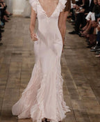 Pretty Mermaid V Neckline Long Chiffon Classy Prom Dress Classy Evening Dress