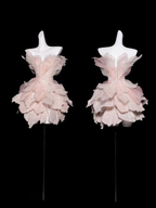 Pretty Pink Organza Sequin Beaded Homecoming Dress Strapless Birthday Party Dress